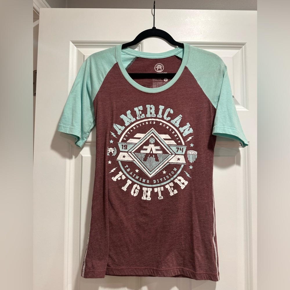 American Fighter Maroon and Mint Tee